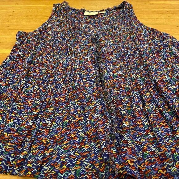 Maeve Anthropologie multicolor/rainbow patterned button down tank top - Picture 3 of 6